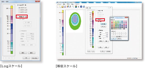 Logスケールと等倍スケールの表示画面