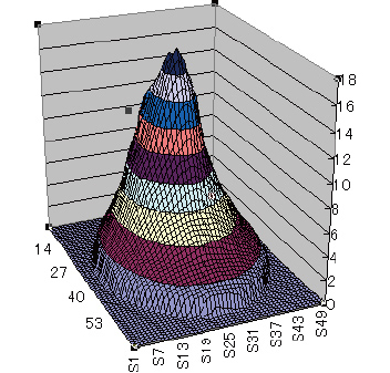 エクセルで展開し、ピラミッド型のグラフを作成することで分かりやすく分布を確認
